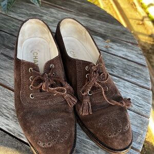 CHANEL Brown Suede Women's Loafers